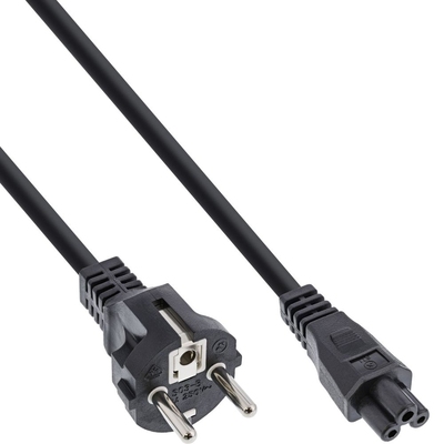 Kábel sieťový 230V pre notebook, vidlica (CEE7/7) priama - C5, 3m, 1.00mm2, 2.5A, čierny