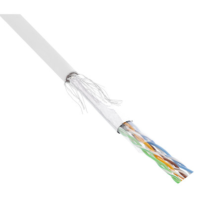 S/FTP lanko PVC 100m cat.5e, AWG26, 100Mhz, 1000Base-T, bely, pomedený