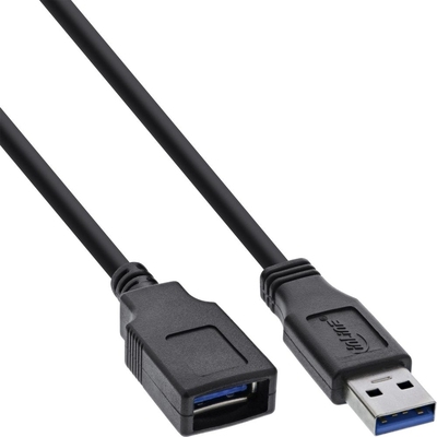 Kábel USB 3.2 Gen 1, A-A M/F 2m, 5Gbps, čierny, predlžovací