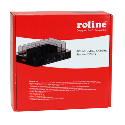 Nabíjačka USB 230V 7port, 7xUSB A, 2.4A, 84W, úložné prepážky, kábel (C7) 1.2m, čierna
