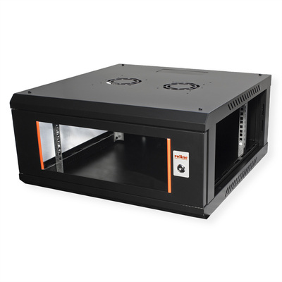 19" Rack na stenu 4U, čierny, 290x600x600mm (HxWxD), odnímateľné bočnice