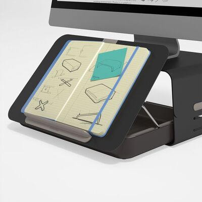 Stojan/podstavec na LCD monitor/notebook, 355x250x50–240mm, max. 6kg, čierny, Bento
