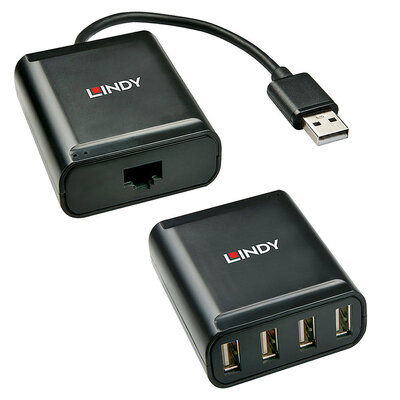 Predĺženie USB 2.0 cez TP do 60m, USB hub (4port), PoC (Power Over Cable)