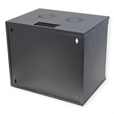 19" Rack na stenu 9U, čierny, 460x540x400 mm (HxWxD), RAL 9005, BASIC