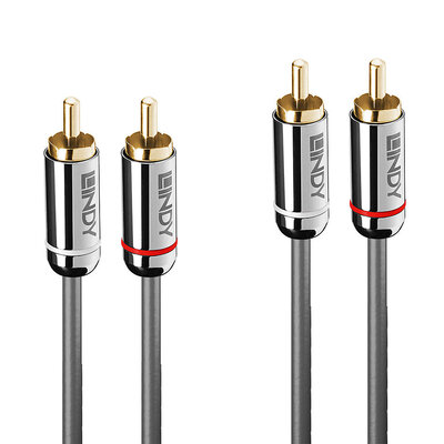 Kábel Cinch 2x audio M/M 5m, sivý, pozl. konektor, Slim, Cromo Line
