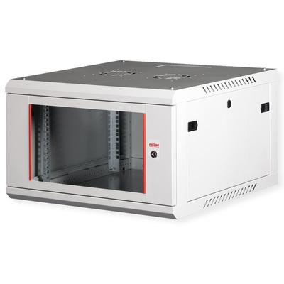 19" Rack na stenu 6U, sivý, 379x600x600mm (HxWxD), odnímateľné bočnice