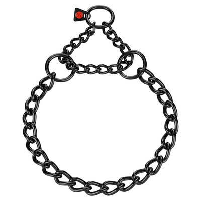 Obojok retiazkový sťahovací 4mm/66cm, malé oko, nerezová oceľ, čierny, HS