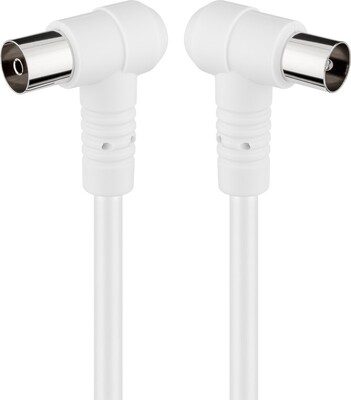 Kábel anténny, koax TV M/F predlžovací 2.5m, 75 Ohm, 80dB, 2x tienený, CCS, biely, 2x90°