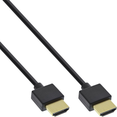 Kábel HDMI M/M 0.5m, High Speed+Eth, 4K@60Hz, HDMI 2.0, 18G, pozl. konektor, čierny, Slim