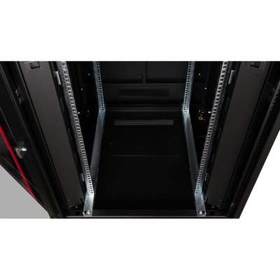 19" Rack na podlahu 32U, 1609x800x800mm (HxWxD), PRO, sklenené dvere, čierny