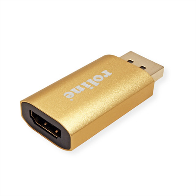 Adaptér DisplayPort/HDMI M/F, 4K@60Hz (DP 1.2a, HDMI 2.0), 18G, aktívny, priamy, zlatý