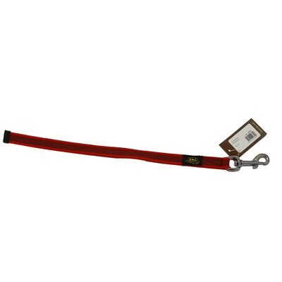 Vodítko na poslušnosť bez uška pogumované, 20mm/40cm, chrómová karabína, červené