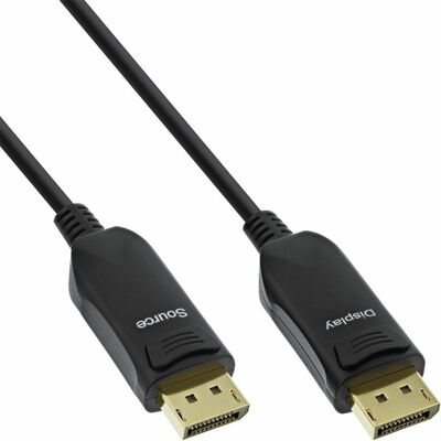 Kábel DisplayPort M/M 20m, 8K@60Hz, DP v1.4, 32.4Gbit/s, čierny, jednosmerný, aktívny, optický
