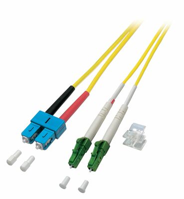 Fiber kábel LC/APC-SC, 15m Duplex OS2(9/125µm), LSOH, 2mm, žltý