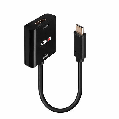 Adaptér USB 3.1 Typ C na DisplayPort 1.4 (4K@144Hz UHD), čierny, 21cm 