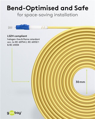 Fiber kábel LC-SC/APC, 3m Simplex OS2(9/125µm), LSOH, G657.A2, ohybný, 3mm, žltý