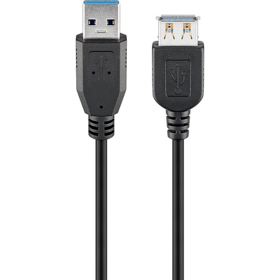 Kábel USB 3.0 A-A M/F 5m, Super Speed, čierny