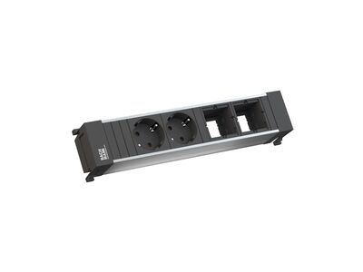 Power Frame 2xSCHUKO zásuvka 230V, 2xCustom, 0.2m kábel 1.5mm², GST18, hliník/čierny
