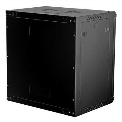 19" Rack na stenu 12U, čierny, 645x600x450mm (HxWxD), odnímateľné bočnice