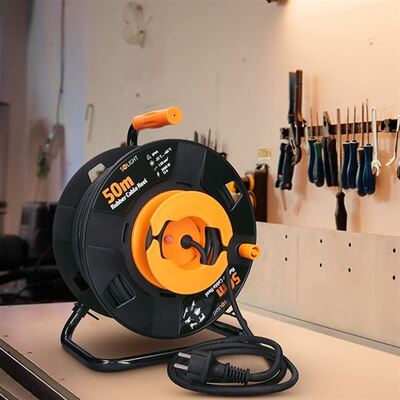 Predlžovačka bubon 50m 1 zásuvka, 1.50mm² guma,  IP44, 16A, 3680W, čierna