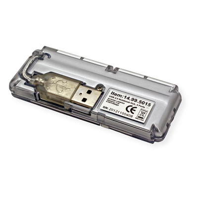 Hub USB 2.0, 4 Port, 4x USB A, MINI, 30cm, sivý