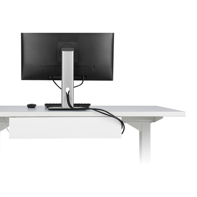 Káblový organizér, žľab na káble pod stôl, oceľ, 600x114x76mm (DxHxV), biely
