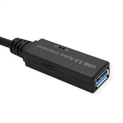 Kábel USB 3.2 Gen 1, Typ C CM/AF 5m, 5Gbps, predlžovací, čierny, aktívny