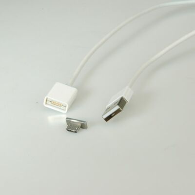 Kábel USB 2.0 A/MICRO-B M/M 1m, High Speed, magnetický konektor, biely