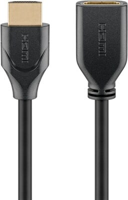 Kábel HDMI M/F 0.5m, Ultra High Speed+Eth, 4K@60Hz, HDMI 2.0, 18G, G pozl. kon., čierny