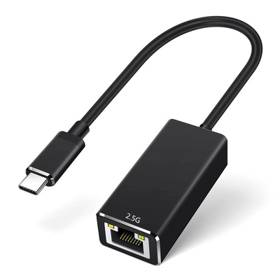 Adaptér USB 3.2 Gen 1 Typ C na RJ45 (2.5 Gigabit Ethernet), 15cm, čierny