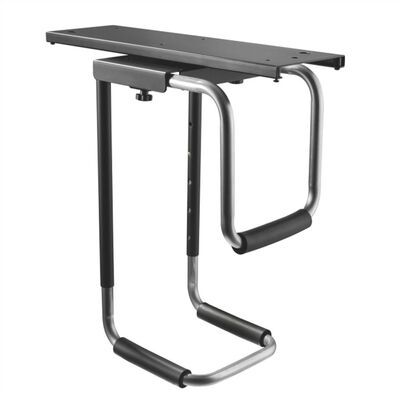 Držiak PC pod dosku stola, max 30kg pre PC široké 123-253mm, výška 357-557mm, otočný, čierny/sivý