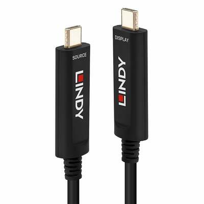 Kábel USB 3.1 Typ C CM/CM 15m, Audio Video Only, 21.6Gbps, jednosmerný, optický, čierny