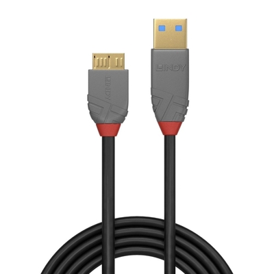 Kábel USB 3.2 Gen 1, A-MICRO-B(3.0) M/M 3m, 5Gbps, čierny, Anthra Line, pozl. kon.