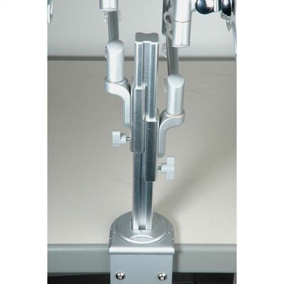 Držiak pre 2x monitor na stôl, úchyt o dosku, max 5kg, rameno 350mm, VESA 75/100, sivý