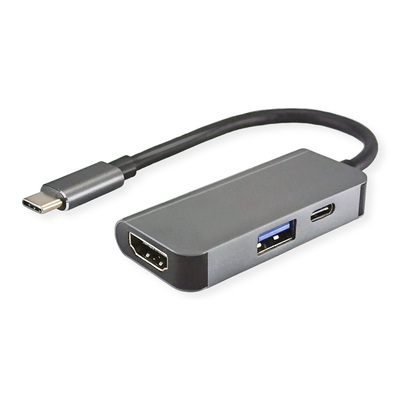 Dokovacia Stanica USB Typ C, HDMI, 1xUSB-A, 1xUSB-C, PowerDelivery, 4K@60Hz, 0.1m, čierna