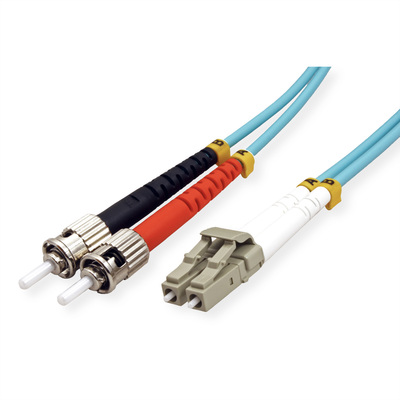 Fiber kábel LC-ST, 10m Duplex OM3(50/125µm), LSOH, 2.8mm, tyrkysový
