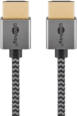 Kábel HDMI M/M 3m, High Speed+Eth, 4K@60Hz, HDMI 2.0, 18G, pozl. konektor, čierny/sivý, Slim
