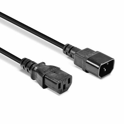 Kábel sieťový 230V predlžovací, C13 - C14, 2m, 1.00mm², 10A, čierny