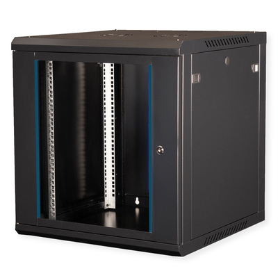 19" Rack na stenu 12U, čierny, 645x600x450 mm (HxWxD), odnímateľné bočnice