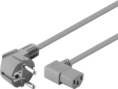 Kábel sieťový 230V, vidlica (CEE7/7) lomená - C13 zahnutý (doprava), 2m, 0.75mm², 10A, sivý
