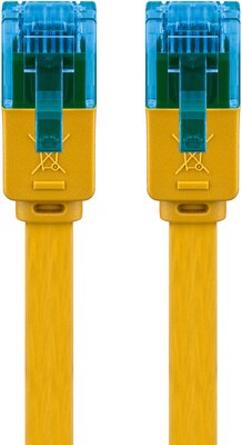 UTP Patchkábel 0.5m cat.6a, žltý, plochý, Cu