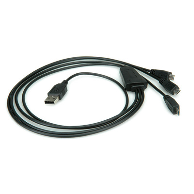 Kábel USB 2.0 A/3xMICRO-B, M/M 0.8m, iba napájanie