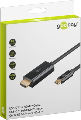 Kábel USB 3.1 Typ C na HDMI M/M 3m, gen.2, 4K@60Hz, čierny, pozl. konektor