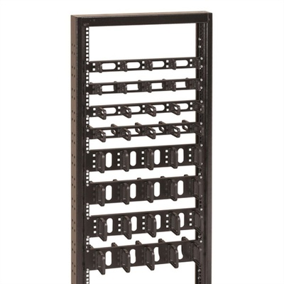 19" Panel vyväzovací, organizér, 5x oko (Typ C) 80mm, 1U, oceľ/plast, čierny