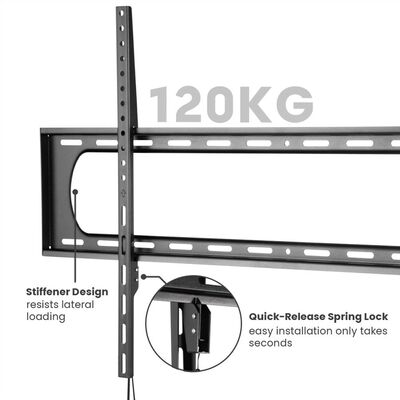 Držiak pre TV 60-120" na stenu, max 120kg, profil 35mm, VESA do 900x600, čierny