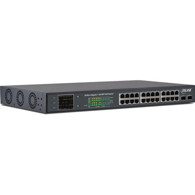 PoE++ Switch Gigabit 24port, 24xPoE (380W), 2x SFP, LCD display