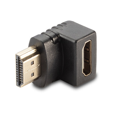 Uhlový adaptér HDMI M/F 90°, smerom dole, 4K@60Hz, čierny, pozl. kon.