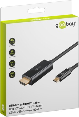 Kábel USB 3.1 Typ C na HDMI M/M 3m, gen.2, 4K@60Hz, čierny, pozl. konektor