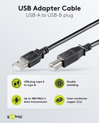 Kábel USB 2.0 A-B M/M 1m, High Speed, čierny