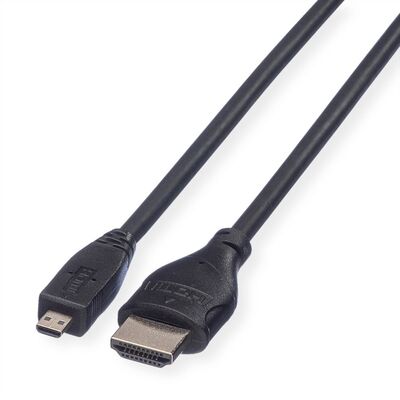 Kábel HDMI/HDMI micro M/M 2m, High Speed+Eth, 4K@30Hz, HDMI 1.4, čierny